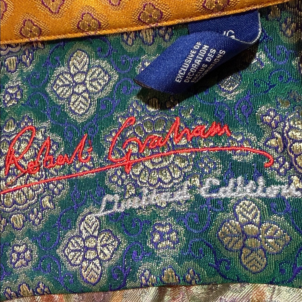 Robert Graham Floral Green and Gold shirt